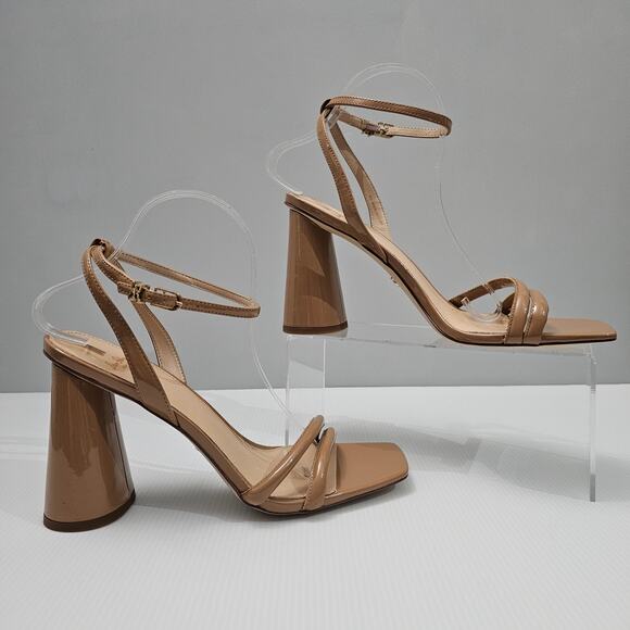 NEW Sam Edelman Kia Block Heel Strappy Sandal Rosa Blush Patent Size 10.5 - Picture 3 of 12